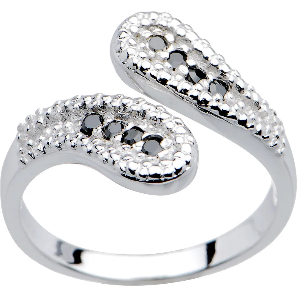 14kt White Gold Black Cubic Zirconia Wrap Toe Ring