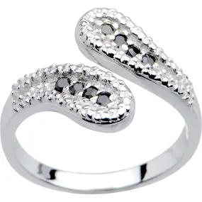 14kt White Gold Black Cubic Zirconia Wrap Toe Ring