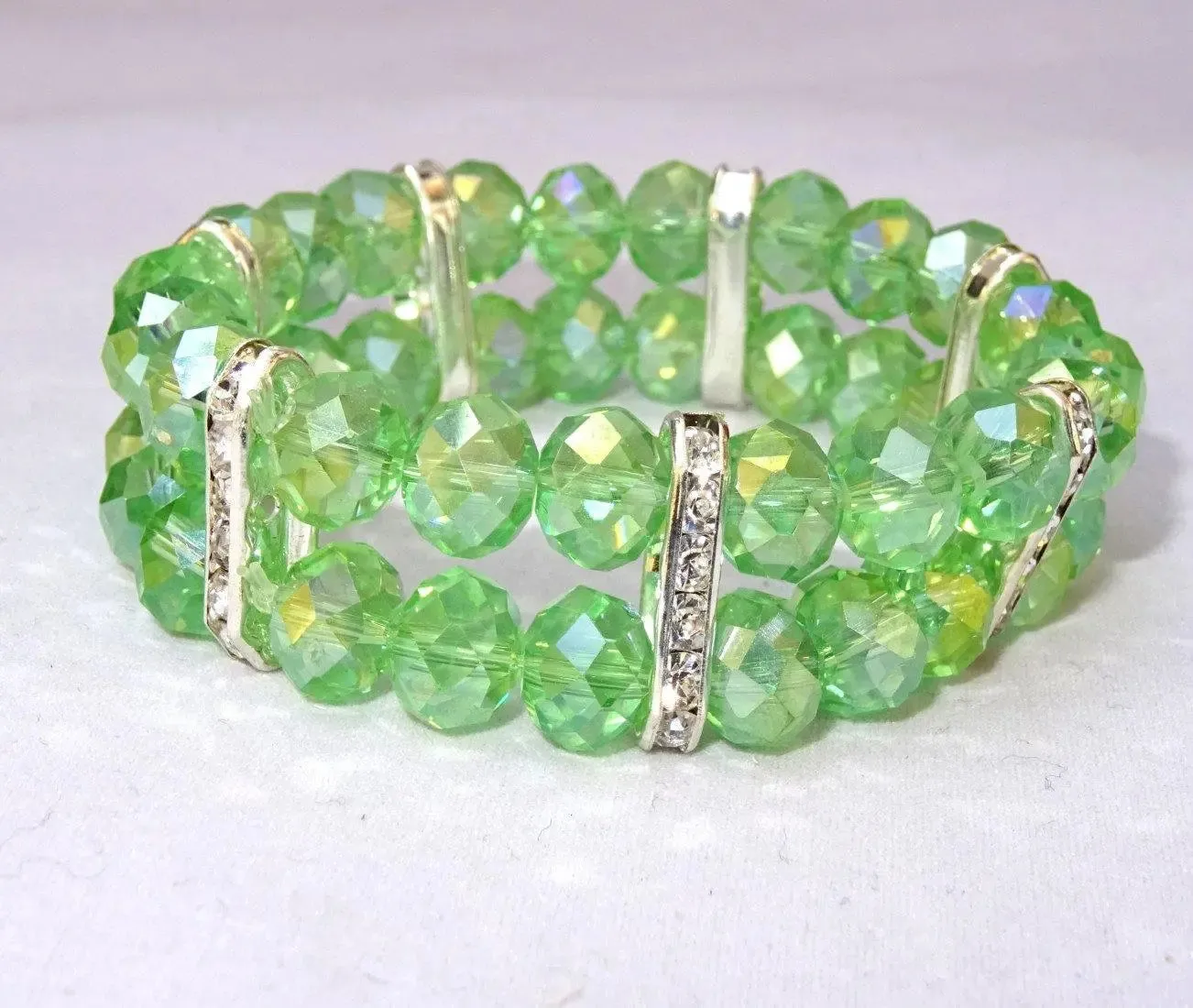 2 Layers Green Crystal Beads Bracelet Jewellery