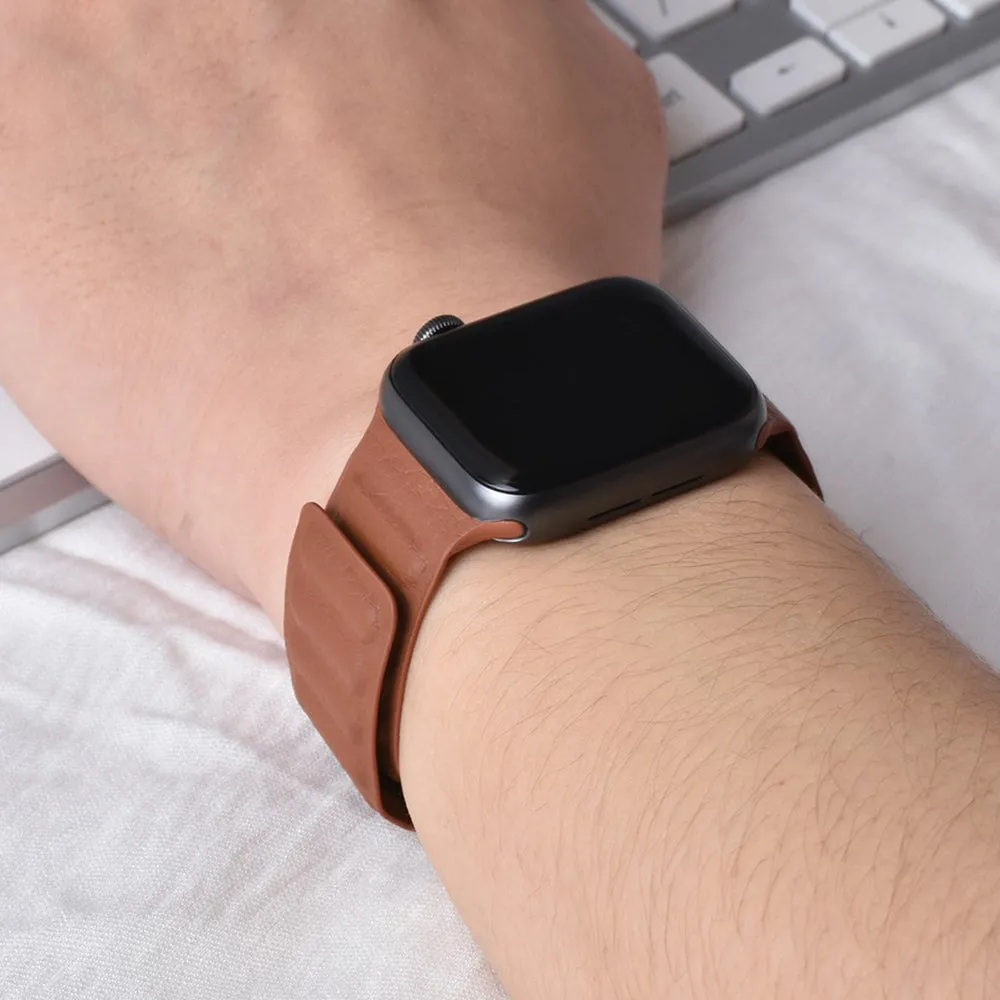 Apple Watch Ultra 49mm / 45mm / 44mm / 42mm | Leather Magnetic Loop Watch Band Strap | Yellow