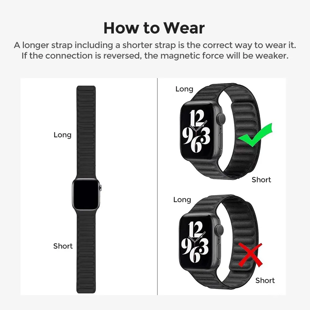 Apple Watch Ultra 49mm / 45mm / 44mm / 42mm | Leather Magnetic Loop Watch Band Strap | Yellow