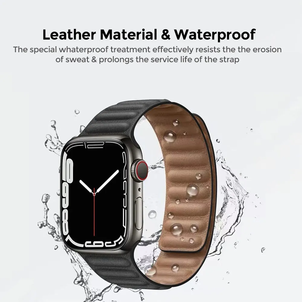 Apple Watch Ultra 49mm / 45mm / 44mm / 42mm | Leather Magnetic Loop Watch Band Strap | Yellow