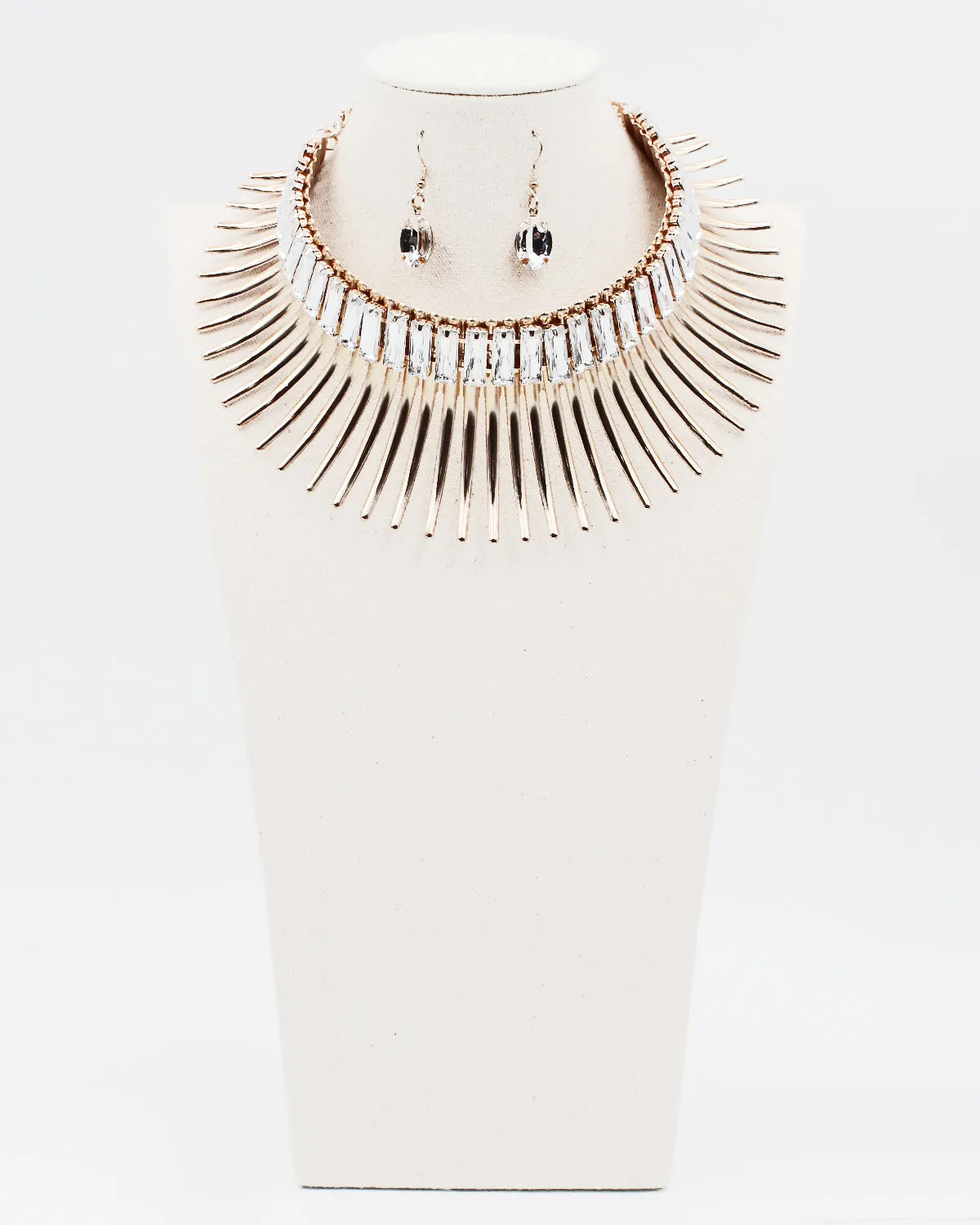 Metal Thorn Collar Choker Set with Crystals