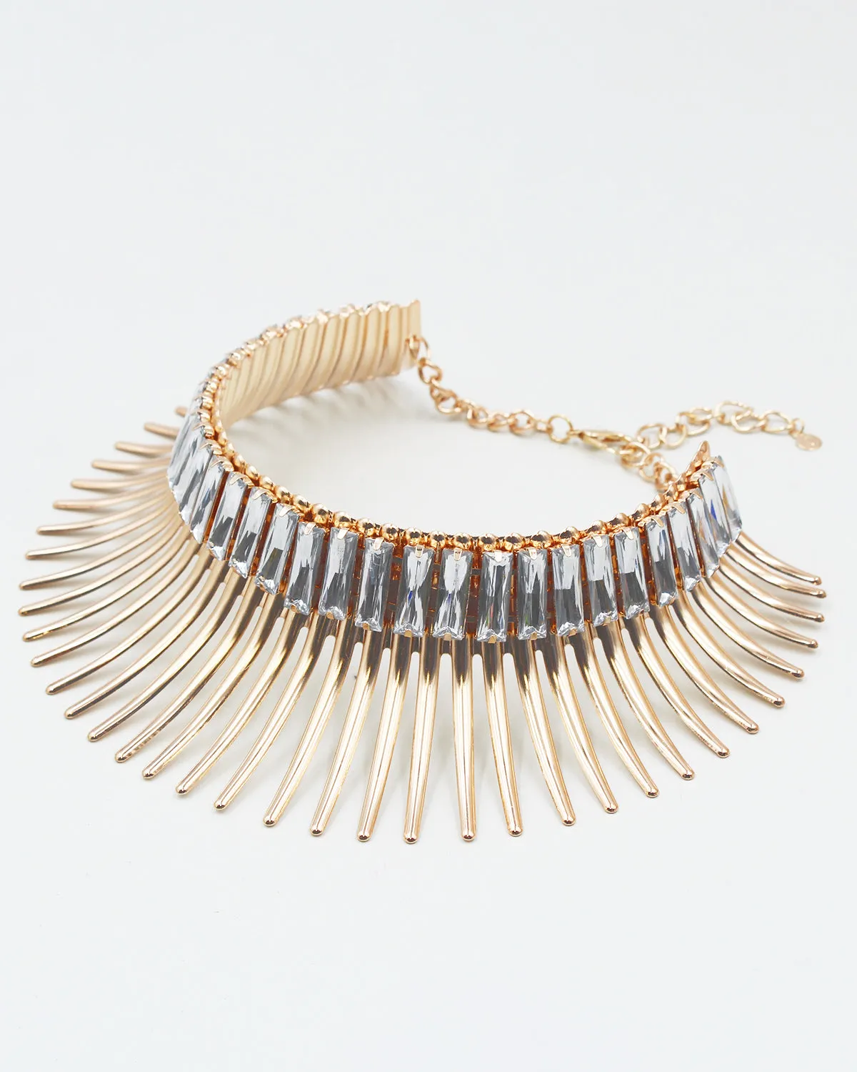 Metal Thorn Collar Choker Set with Crystals