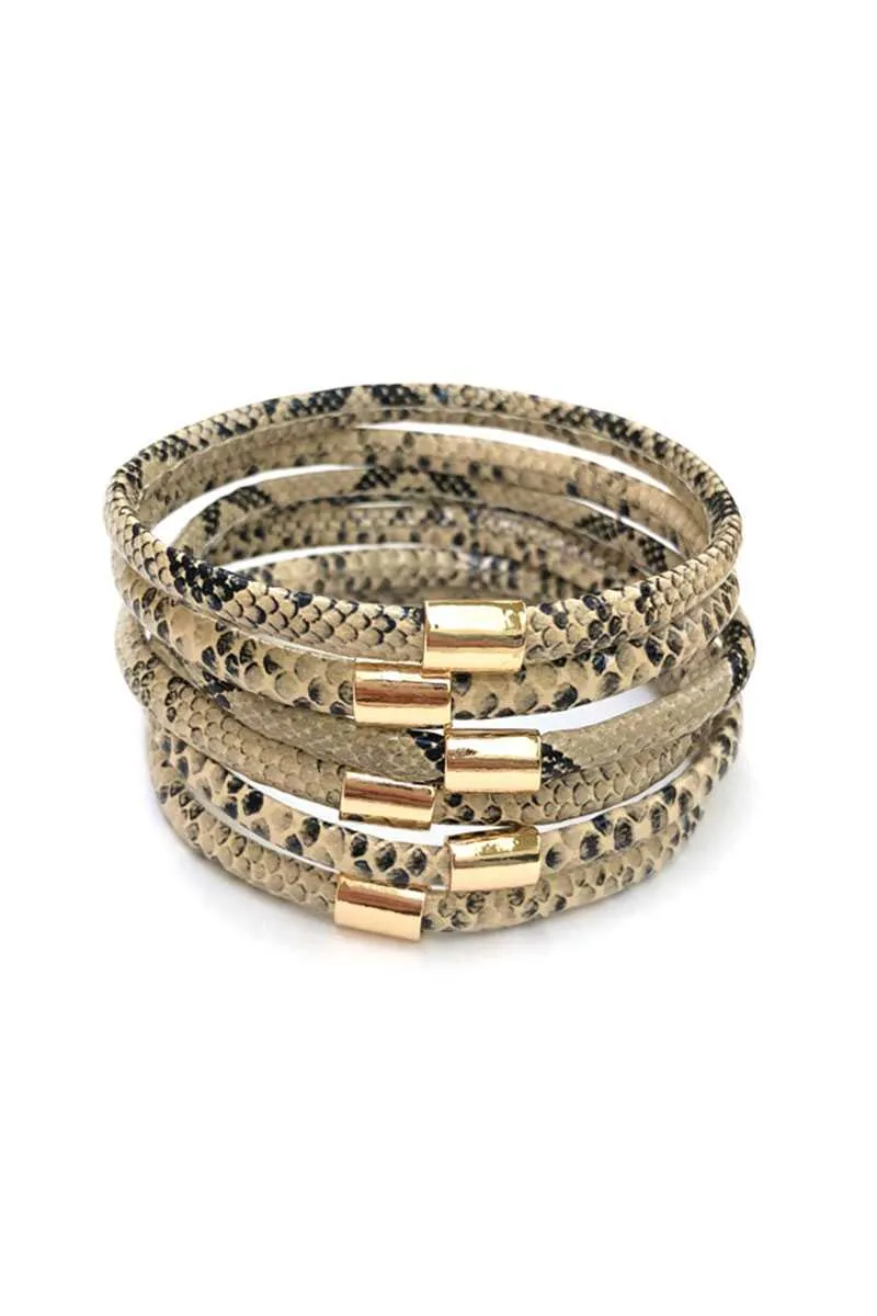 Multi Faux Leather Bangle Bracelet