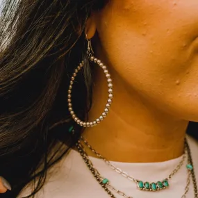 Silver Beaded Hoop Earrings
