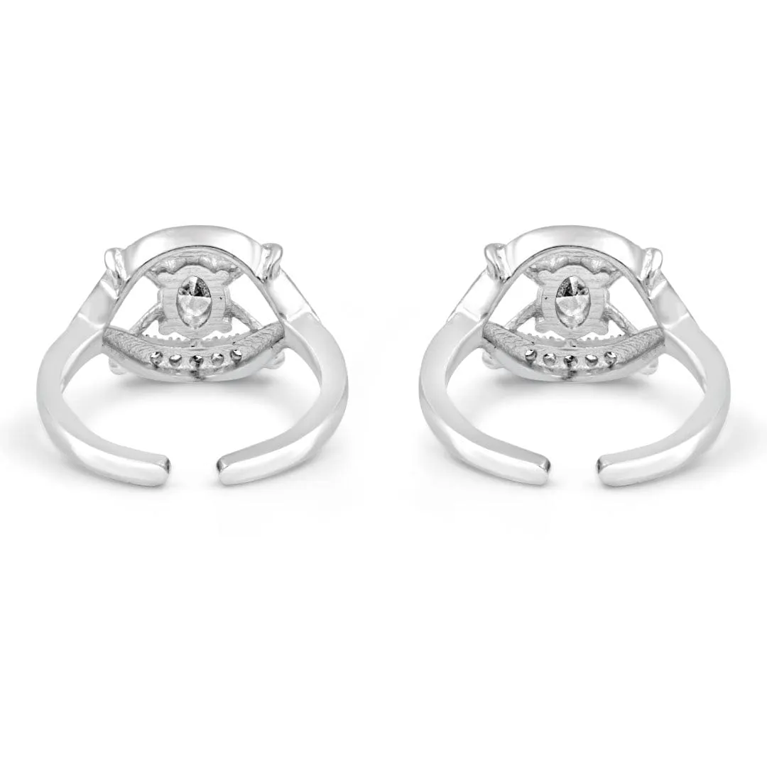 Zarkan Eye To Eye Silver Toe Rings