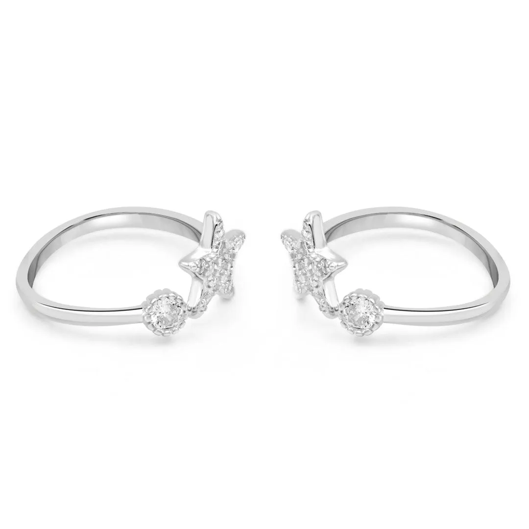 Zarkan Shooting Star Silver Toe Rings