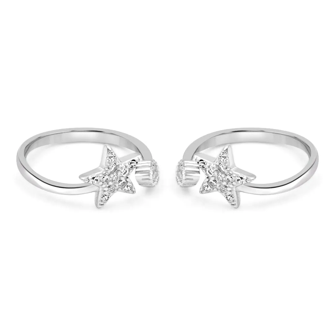 Zarkan Shooting Star Silver Toe Rings