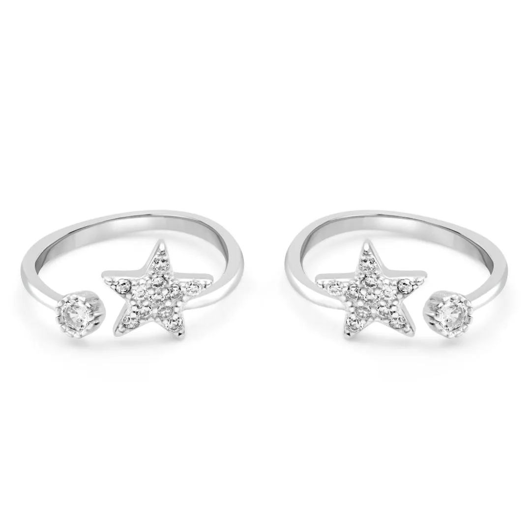 Zarkan Shooting Star Silver Toe Rings