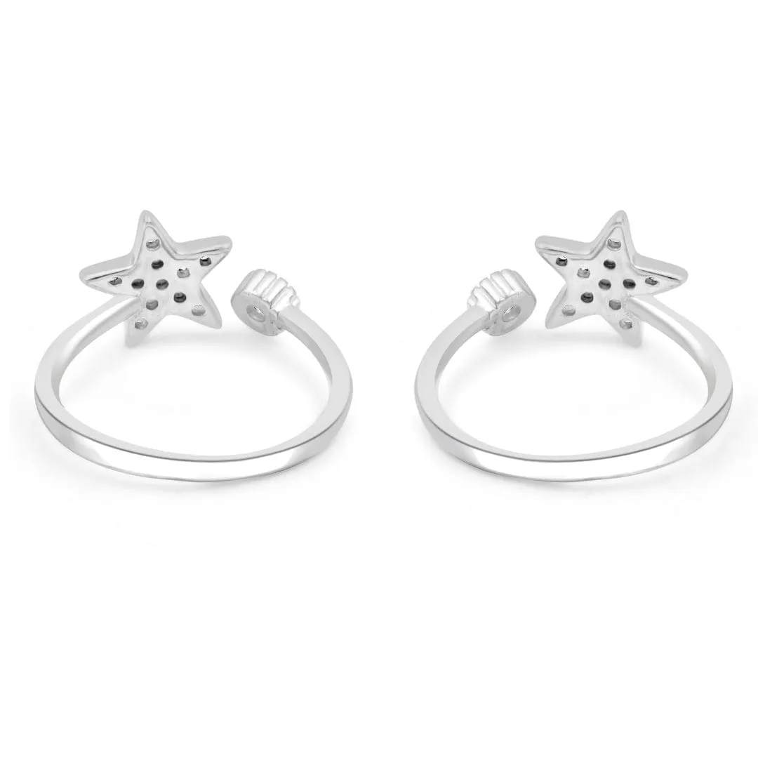 Zarkan Shooting Star Silver Toe Rings